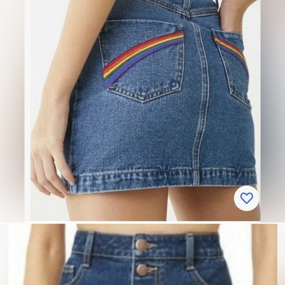 Forever 21 Denim Mini Skirt, Size Small, Rainbow Pocket Pride LGBTQ - Picture 8 of 9